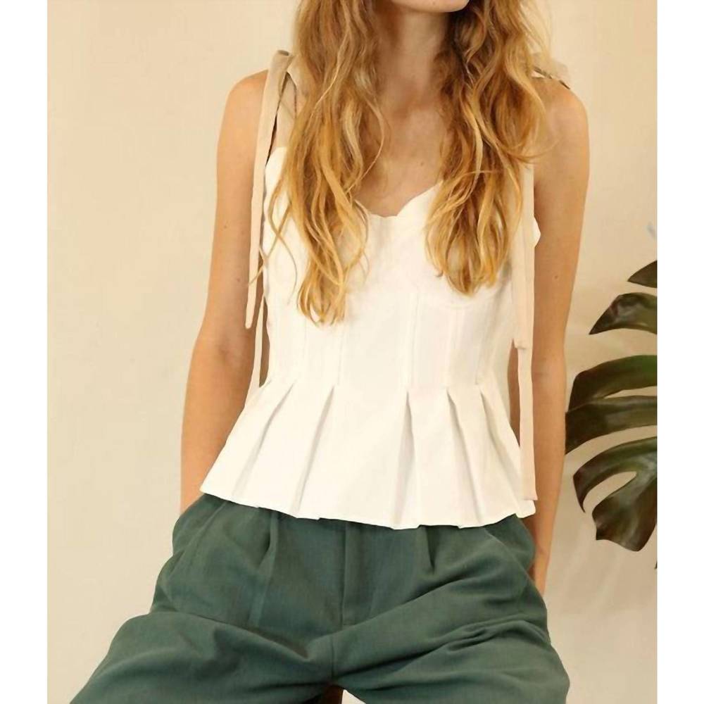 NEW MULLA bow tie strap two-tone tank in white